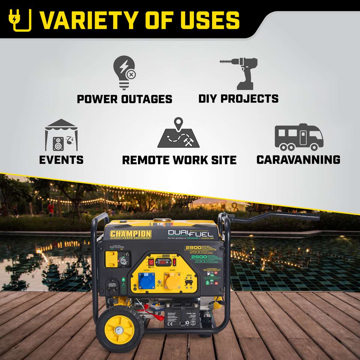 Champion 2800 Watt LPG Dual Fuel Generator