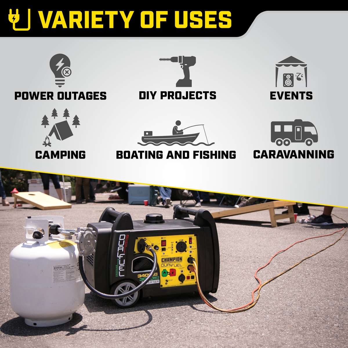 Champion 3500 Watt LPG Dual Fuel Inverter Generator
