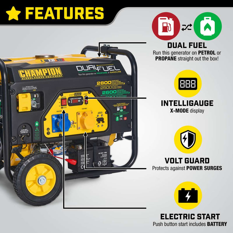 Champion 2800 Watt LPG Dual Fuel Generator